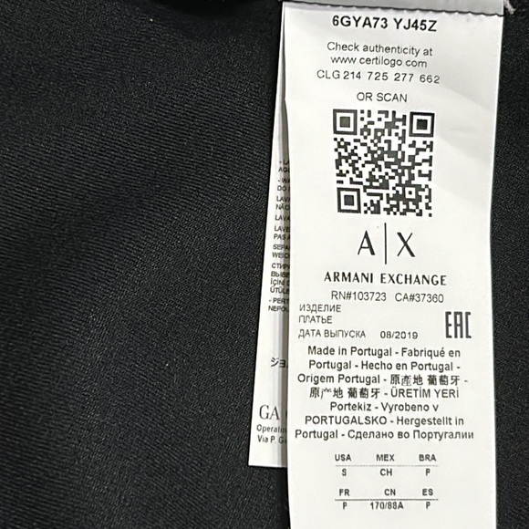 A / X Armani exchange S small gold zipper down the front black sweatshirt dress - Picture 8 of 8